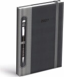 Diář 2027 D801 PU tmavě šedý/šedý - na propisku s gumkou