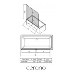 CERANO - Vanová zástěna dvoudílná Vasca - chrom, transparentní sklo - 120x140 - otočná/zalamovací CER-413501
