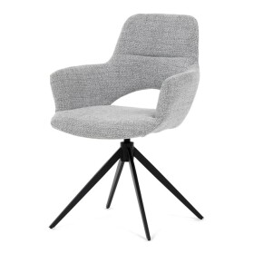 Židle jídelní, šedá látka, 360° vratný mechanismus, černý kov