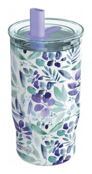 Nerezový termohrnek s brčkem Mist Violet Blooms 720ml