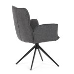 Židle jídelní, šedá látka, 360° vratný mechanismus, černý kov
