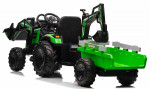 Mamido Dětský elektrický traktor bagr s přívěsem Strong RC EVA kola 12V10Ah zelený