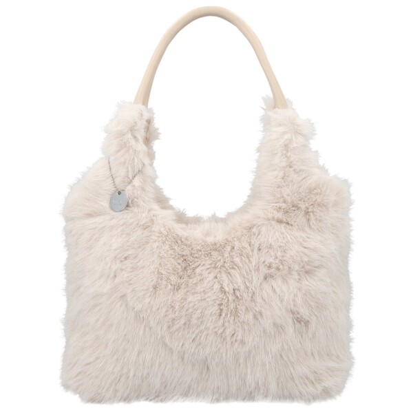 Módní dámská plyšová kabelka do ruky Viorica, krémová