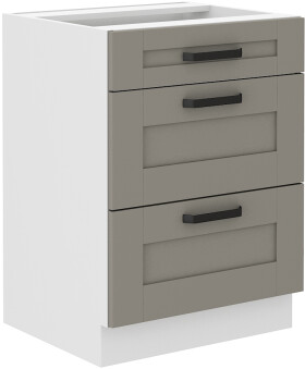 Spodní skříňka Luna 60 D 3S BB - Premium Box Barva korpusu: Bílá, Barva dvířek: Clay Grey