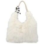 Módní dámská plyšová kabelka do ruky Raiga, krémová