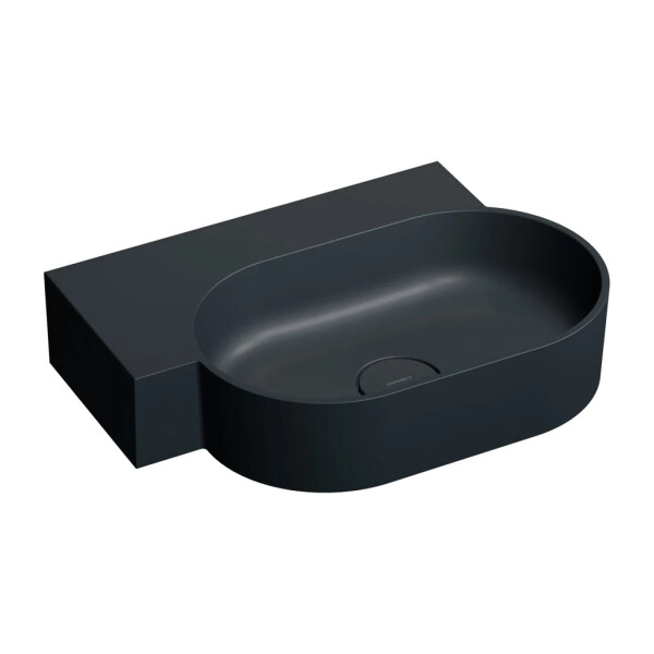 OMNIRES - OVO M+ umyvadlo na desku/závěsné - levé, 55 x 38 cm, black lava mat; OVO555UWLBLV