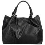 Módní dámská kožená kabelka do ruky Assema, černá