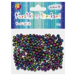 Korálky plastové kulaté, ploché 25g - černé s písmeny, mix
