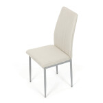 Židle jídelní, krémová látka, šedé kovové nohy