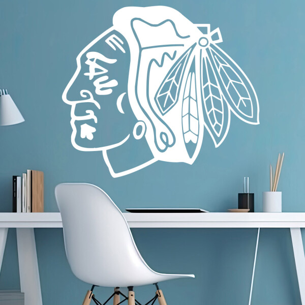 Samolepka Hokejový tým Chicago Blackhawks Barva: bílá, Velikost: 100 x 87 cm