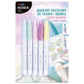 Kidea,MPOT5KA, sada popisovačů na textil, pastelové odstíny, 5 ks