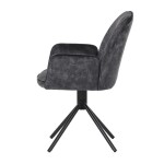 Židle jídelní a konferenční, černá látka v dekoru žíhaného sametu, kovové černé nohy