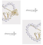 Perlová brož Madeleine - motýl, srdce, zirkon, Zlatá