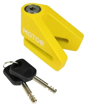 Racceway Zámek kotoučové brzdy 5,5 žlutý / Zámek na kotoučovou brzdu / Průměr čepu 5 mm / Ocelové tělo / 2 klíče