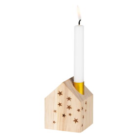 Räder Dřevěný svícen domeček Stars, přírodní barva, dřevo
