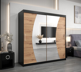 Šatní skříň Abi W0 Barva korpusu: Černá, Rozměry: 200 cm, Dveře: Dub artisan
