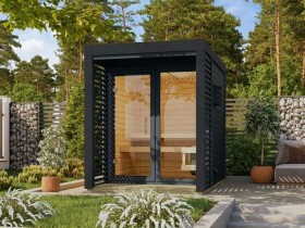 Finská sauna – KARIBU ARES 1 (antracit / antracit)