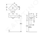 GEBERIT - iCon Rohové umývátko 460x330 mm, bez otvoru pro baterii, bez přepadu, bílá 124730000