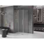 MEXEN/S - Velar L sprchový kout, posuvné dveře 90 x 110, dekor, zlato 871-090-110-33-50