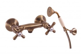 RAV Slezák - MORAVA RETRO - Sprchový set s baterií, Stará mosaz (Bronz), 150 mm MK180.5/2SM