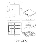 CERANO - Sprchová vanička čtvercová Loro - litý mramor - tmavě šedá - 100x100x3,5 CER-8050BD80369