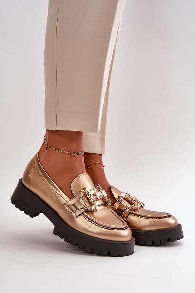 Dámské kožené mokasíny s ozdobou CheBello 4369 béžové 39