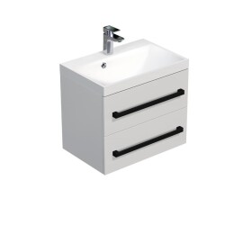 Koupelnová skříňka s černou úchytkou a umyvadlem SAT Cube Way 60x53x40 cm bílá lesk lesk/mat CUBE2C60ZBL CUBE2C60ZBL