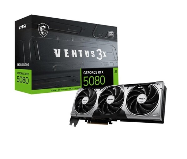MSI VGA NVIDIA GeForce RTX 5080 16G VENTUS 3X OC, RTX 5080, 16GB GDDR7, 3xDP, 1xHDMI EDF_2648647