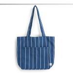 HAY Taška Tote Outdoor Market M Blue / Beige stripe, modrá barva, textil