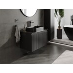 MEXEN/S - Rivel koupelnová skříňka pod umyvadlo 80 cm s deskou, 1 šuplík, reliéf , černá mat 91A20-08047-1-BFC71