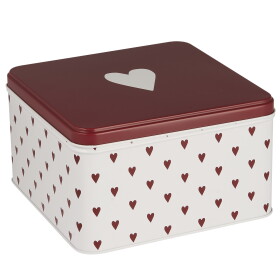 Ib Laursen Plechová dóza Hearts Square, červená barva, kov