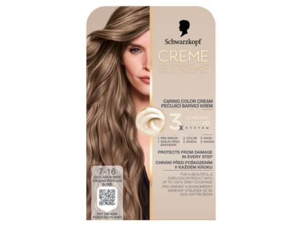 Schwarzkopf Creme Supreme Pečující barvicí krém 7-16 chladná popelavá blond