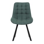 Židle jídelní, zelená látka v dekoru broušené kůže, černý kov