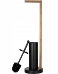Erga Aurora Black, toaletní WC kartáč s dřevěným držákem na WC papír na postavení 19x19x72,5 cm, hnědá-černá, ERG-SEP-1004SEPSTLUNA