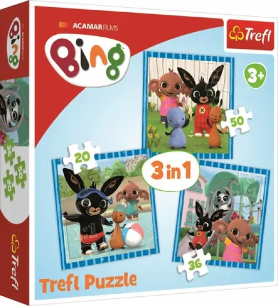 Trefl - Puzzle - Bing: Zábava s přáteli 3v1