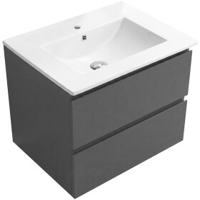 CERANO - Koupelnová skříňka Carole - antracitová + keramické umyvadlo Todo - bílá lesklá - 61x50x46,5 CER-087746