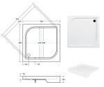 BESCO - OSKAR čtvercová sprchová vanička - Rozměr A - 80 cm, Rozměr B - 80 cm OLBVANACOSK80