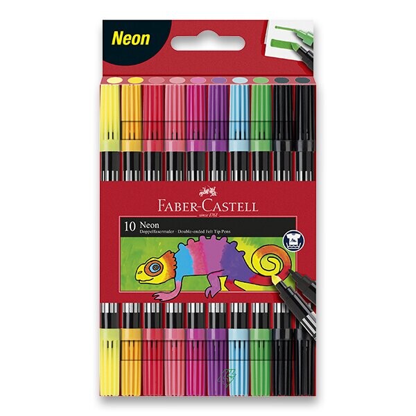 Faber-Castell Fixy Neon oboustranné - 10 barev (151177)