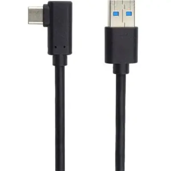 PremiumCord Kabel USB Typ C/M 90° ohnutý konektor – USB 3.0 A/M 3m černá (ku31cz3bk)