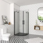 H K Čtvrtkruhový sprchový kout MELODY BLACK S2 80x80 cm s dvoukřídlými dveřmi, černý profil