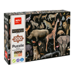Edukační puzzle Apli - Ohrožená zvířata v savaně, 200 ks, 6+