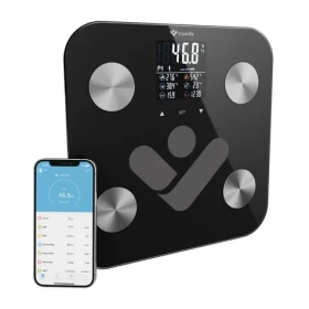 TrueLife FitShape S6 BT černá / Chytrá osobní váha / do 180 kg / LCD displej / mobilní aplikace (TLCSMFSS6BTBA)