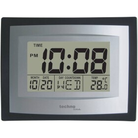 Techno Line WS 8004 Quartz nástěnné hodiny 220 mm x 170 mm x 35 mm, stříbrná, černá - Techno Line Digitální WS 8004 Jumbo