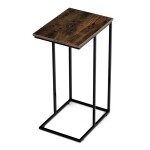 Odkládací stůl, MDF deska, dekor staré dřevo, černý kov