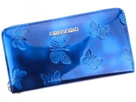 Dámská luxusní kožená lakovaná peněženka Gregorio Santall, modrá