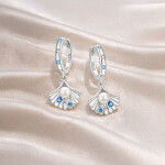 Stříbrné náušnice s motivem lastury - stříbro 925/1000, Stříbrná