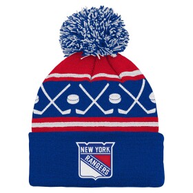 Outerstuff Dětská předškolní zimní čepice New York Rangers NHL Face-Off Cuff Pom