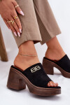 Dámské pantofle / sandály na platforma podpatku 17400 Černá s hnědou - Vinceza černá s hnědou 37