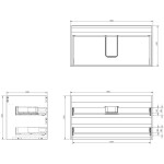 MEXEN/S - Orio koupelnová skříňka 90 cm s umyvadlem Vela, 2 zásuvky, černá mat 91A10-09047-2-BFF71-W23M71