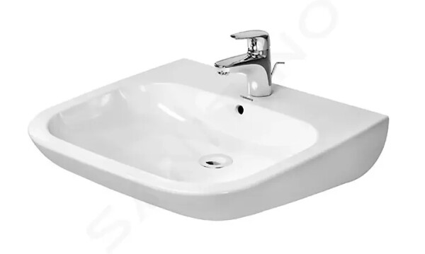 DURAVIT - D-Code Umyvadlo Med, 600x555 mm, s 1 otvorem pro baterii, alpská bílá 23126000002